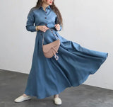 Joskaa French Vintage Elegant Women's Two Piece Autumn Fashion Loose Long Sleeve Shirt Top Loose High Waist Urban A-Line Long Skirt Set