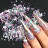 Joskaa Iridescent Snowflakes Nail Glitter Sequins Mixed AB Chunky Paillette Winter Slices Spangles DIY Decoration Manicure Flakes LYS47