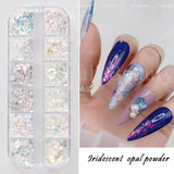 Joskaa Aurora Nail Art Glitter Opal Powder Iridescent Mermaid Sequins Irregular Flake Sparkle Acrylic Gel Polish Nail Decorations LYJDP