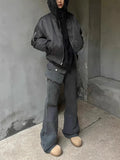 Joskaa American Style Street Gray Cargo Pants Y2k Grunge High Waist Straight Flare  2024 Spring New Loose Wide Leg