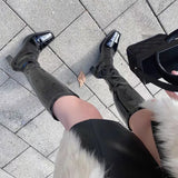 JOSKAA Designer Women High Boots Fashion Square High Heel Ladies Elegant Square Toe Long Booties Winter Cotton Women's Footwear