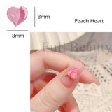 Joskaa Crystal Peach Heart Nail Accessories Jewelry 3D Holographic Sweet Love Design Summer Fruit Charms DIY Flatback Decoration LY2044