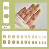 Joskaa Christmas manicure   Fall nails back to school R681-R760 High Appearance False Nails 24pcs Per Box Detachable and Wearable Fake Nails Equipped with Glue