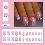 Joskaa Christmas manicure   Fall nails back to school W841- W880 24pcs False Nails Tips with Glitter Design Press on Stick-on Nail Tips for Women and Girls