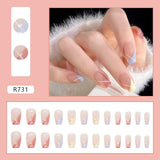 Joskaa Christmas manicure   Fall nails back to school R681-R760 High Appearance False Nails 24pcs Per Box Detachable and Wearable Fake Nails Equipped with Glue