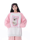 Black Friday Joskaa Kawaii Cat Print Sweatshirt Kitty Graphic Long Sleeve Tops Anime Oversized Hoodie Cutecore Autumn Winter Clothes Women