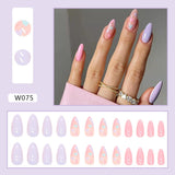 Joskaa Christmas manicure   Fall nails back to school W041-W080 High Appearance False Nails 24pcs Per Box Detachable and Wearable Fake Nails Equipped with Glue