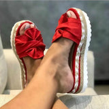 Joskaa Women Slippers Summer 2024 Platform Wedges Mid Heels Bow Tie Peep Toe Fashion Slides Beach Outdoor Ladies Shoes Zapatos De Mujer