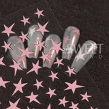 Joskaa 3D Pink Sliver Stars Nails Stickers Bronzing Laser White Y2K Adhesive Kawaii Star Series Sliders Decals Manicure Decorations