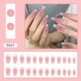 Joskaa Christmas manicure   Fall nails back to school R601-R640 24pcs False Nails Tips with Glitter Design Press on Stick-on Nail Tips for Women and Girls