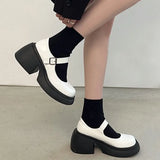 JOSKAA Platform Mary Jane Shoes 2024 New Women's Shoes Women Thick Heels Trendy Street Lolita Shoes Round Toe Ankle Strap  Pumps