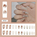 Joskaa Christmas manicure   Fall nails back to school R681-R720 24pcs False Nails Tips with Glitter Design Press on Stick-on Nail Tips for Women and Girls