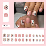 Joskaa Christmas manicure    Fall nails back to school W681-W720 24pcs/Box High Appearance Fake Nails Detachable and Wearable Equipped with Glue