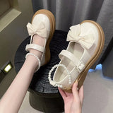 JOSKAA Flats Fashion Round Toe Medium Heel Women's Shoes 2024 New Shallow Mouth Mary Jane Women's Shoes Outdoor Casual Cute Shoes Women