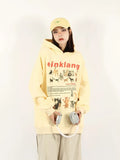 Black Friday Joskaa Kawaii Cartoon Animal Print Hoodies Women Oversized Long Sleeve Cat Graphical Pullovers Casual Vintage Sweatshirt Tops