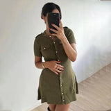 Black Friday Joskaa Metal Button Knitted Short Sleeve Dress Women's Retro Elegant Mini Sweater Dresses Solid Color Club Party Vestido Female