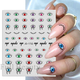 Joskaa Blue Evil Eyes Nail Art Stickers 3D Abstract Totem Eye Series Charms Adhesive Decals DIY Design Polish Manicure Decorations LYJO