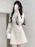 Joskaa hoco dresses Bow Sweet Kawaii Two Piece Set Women Patchwork Korean Fashion Mini Dress Suit Female Long Sleeve Coat + Vintage Dress 2024 New