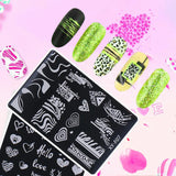 Joskaa Nail Art Stamping Plate Y2K Love Heart Designs Geometry Flower Drawing Printing Stamp Templates Nail Charm Mold Stencil Tools