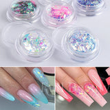 Joskaa 1 Box Iridescent Opal Nail Flakes Aurora Mirror Shimmer Irregular Nail Art Paillettes Glitters Gel Polish Manicure Sequins LYJG