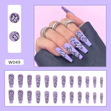 Joskaa Christmas manicure   Fall nails back to school W041-W080 High Appearance False Nails 24pcs Per Box Detachable and Wearable Fake Nails Equipped with Glue