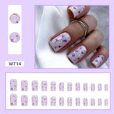 Joskaa Christmas manicure    Fall nails back to school W681-W720 24pcs/Box High Appearance Fake Nails Detachable and Wearable Equipped with Glue