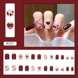 Joskaa Christmas manicure   Fall nails back to school R681-R760 High Appearance False Nails 24pcs Per Box Detachable and Wearable Fake Nails Equipped with Glue