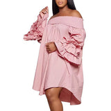 Joskaa Women Sexy Dress Loose Fit Three Layer Off Shoulder Ruffled Long Sleeved Fashionable Casual Dresses For 2025 Fall Plus Size