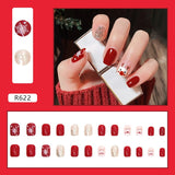 Joskaa Christmas manicure   Fall nails back to school R601-R640 24pcs False Nails Tips with Glitter Design Press on Stick-on Nail Tips for Women and Girls