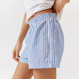 Back To School Joskaa Women's Y2K Vintage Summer Retro Button Loose Pajama Panties Elastic Band Ruffled Striped Aesthetic Lounge Shorts