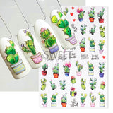 Joskaa Cartoon Ant Nail Manicure Sticker Cute Ladybug Succulent Plant Bee Adhesive Sliders Rainbow Candy Summer Kawaii Decoration Foils