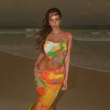 Joskaa Mesh Cover Ups Sexy Dress Bikini Set Women One Piece Swimsuit Female Swimwear 2024 Bathing Suit Beachwear Summer Maxi Dress