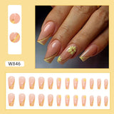 Joskaa Christmas manicure   Fall nails back to school W841- W880 24pcs False Nails Tips with Glitter Design Press on Stick-on Nail Tips for Women and Girls