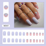 Joskaa Christmas manicure   Fall nails back to school W841- W880 24pcs False Nails Tips with Glitter Design Press on Stick-on Nail Tips for Women and Girls