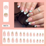 Joskaa Christmas manicure   Fall nails back to school W841- W880 24pcs False Nails Tips with Glitter Design Press on Stick-on Nail Tips for Women and Girls