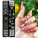 Joskaa Christmas Cute Anime Nail Stamping Plate Winter Snowflakes Sweater Elk Design Painting Stencil Tools DIY Decoration Image LYSW-M