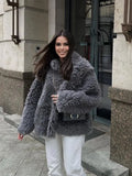 JOSKAA Luxury Fluffy Furry Faux Fur Jacket For Women Long Sleeve Shaggy Overcoats 2024 Winter High-quality Thick Warm Outerwear