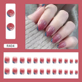 Joskaa Christmas manicure   Fall nails back to school R401-R440 24pcs False Nails Tips with Glitter Design Press on Stick-on Nail Tips for Women and Girls