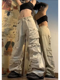 Joskaa K Pop Multi-pocket Wide Leg Loose Street Casual Cargo Pants Trend Streetwear Women Y2k Baggy  Vintage Sweatpants