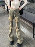 Joskaa Oversize American Retro Straight Casual Pants Y2k Grunge High Waist Loose Wide Leg  2024 New Bell Bottom Jeans Women