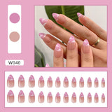 Joskaa Christmas manicure  Fall nails back to school W002-W040 High Appearance False Nails 24pcs Per Box Detachable and Wearable Fake Nails Equipped with Glue