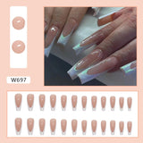 Joskaa Christmas manicure    Fall nails back to school W681-W720 24pcs/Box High Appearance Fake Nails Detachable and Wearable Equipped with Glue