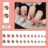 Joskaa Christmas manicure   Fall nails back to school R681-R720 24pcs False Nails Tips with Glitter Design Press on Stick-on Nail Tips for Women and Girls