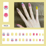 Joskaa Christmas manicure   Fall nails back to school R401-R440 24pcs False Nails Tips with Glitter Design Press on Stick-on Nail Tips for Women and Girls