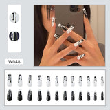 Joskaa Christmas manicure   Fall nails back to school W041-W080 High Appearance False Nails 24pcs Per Box Detachable and Wearable Fake Nails Equipped with Glue