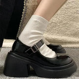 JOSKAA Platform Mary Jane Shoes 2024 New Women's Shoes Women Thick Heels Trendy Street Lolita Shoes Round Toe Ankle Strap  Pumps