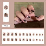 Joskaa Christmas manicure   Fall nails back to school R681-R760 High Appearance False Nails 24pcs Per Box Detachable and Wearable Fake Nails Equipped with Glue