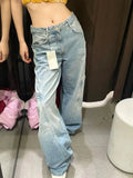 Back To School Joskaa Baggy Cargo Jeans Women Harajuku Fashion Straight Blue Wide Leg High Waist Denim Pants Hip Hop Y2k Causal Korean Trouser