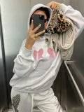 Back To School Joskaa Kawaii Bow Print Hoodies Women Y2k Long Sleeve Sweatshirt Oversized Sweet Girl Causal Loose Autumn Winter Clothes Ins