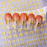 Joskaa 3D Laser Silver Sakura Flower Nail Art Sticker Holographic Foils White Floral Decals Adhesive Sliders Cherry Blossom Manicure